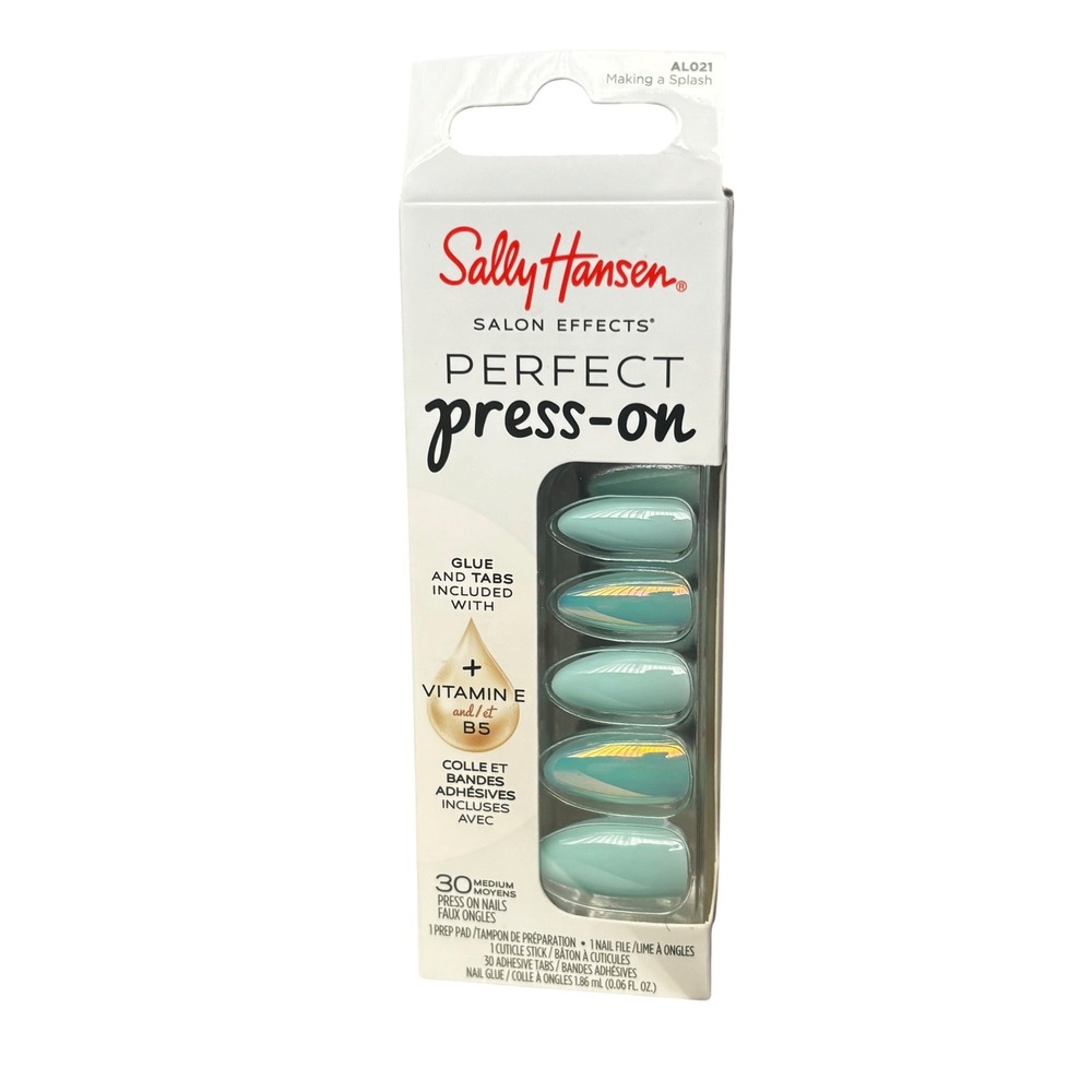 Sally Hansen Salon Effects Perfect Press-On Nails Making a Splash AL021 Teal NIB